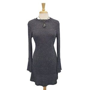 Derek Heart Charcoal Gray Long Sleeve Ribbed Knit Dress